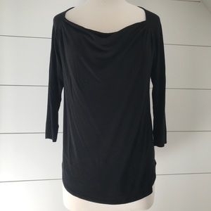 Ella Moss black knit low cowl neck top